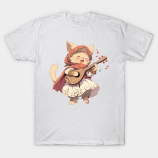 Cute Singing Bard Cat Hero T-Shirt